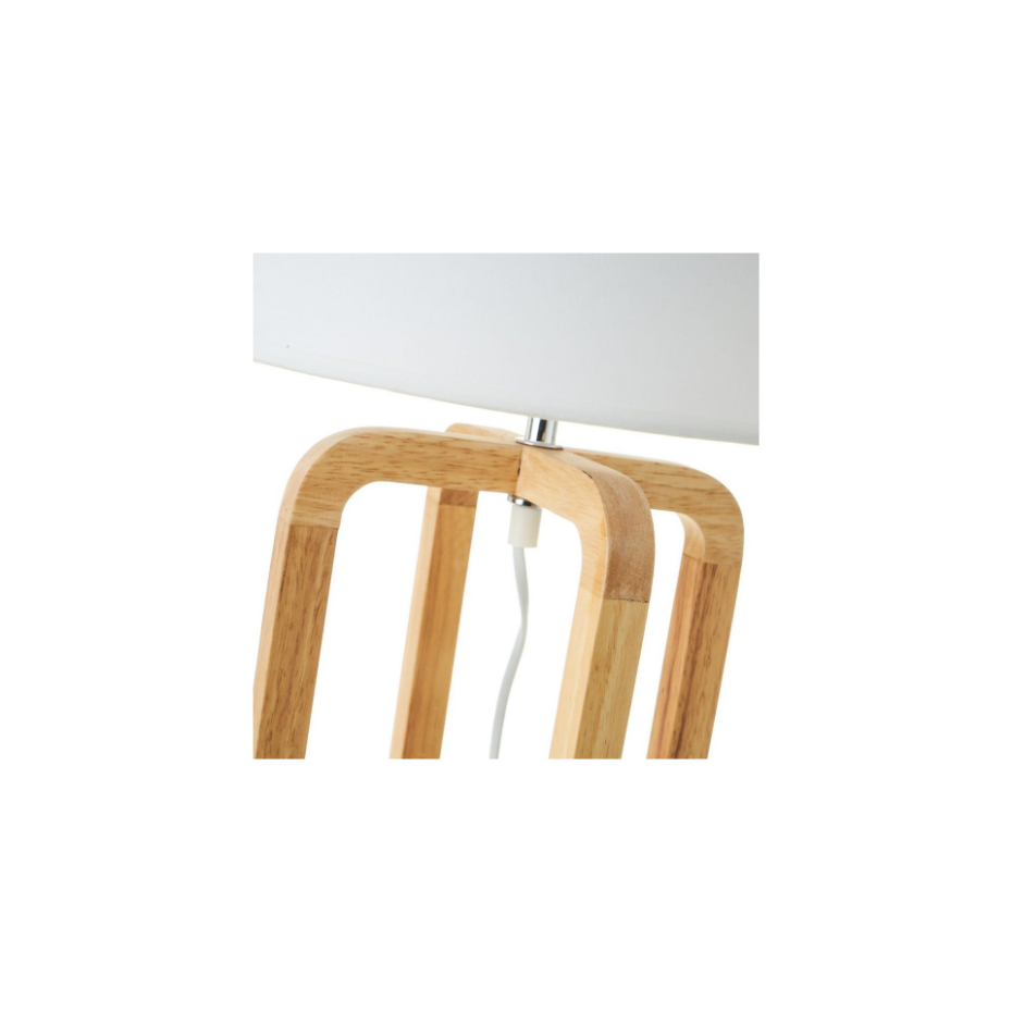 Lampe à poser chêne et abat-jour blanc - 30x30x52cm