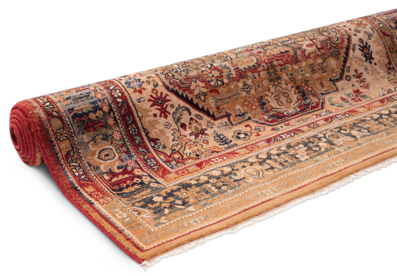 Tapis tissé en laine au design oriental vintage avec bordure - Saharna