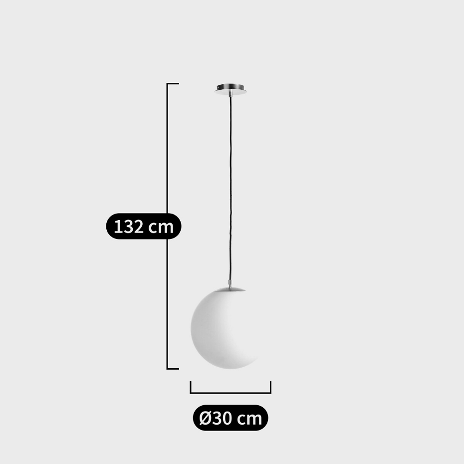 Suspension laiton et verre opaline Ø30 cm, Moricio