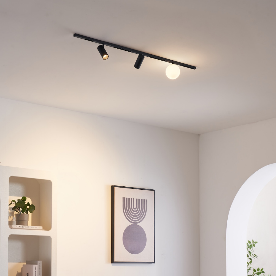 Kit rail LED 2 spots + 1 boule verre - LYNE
