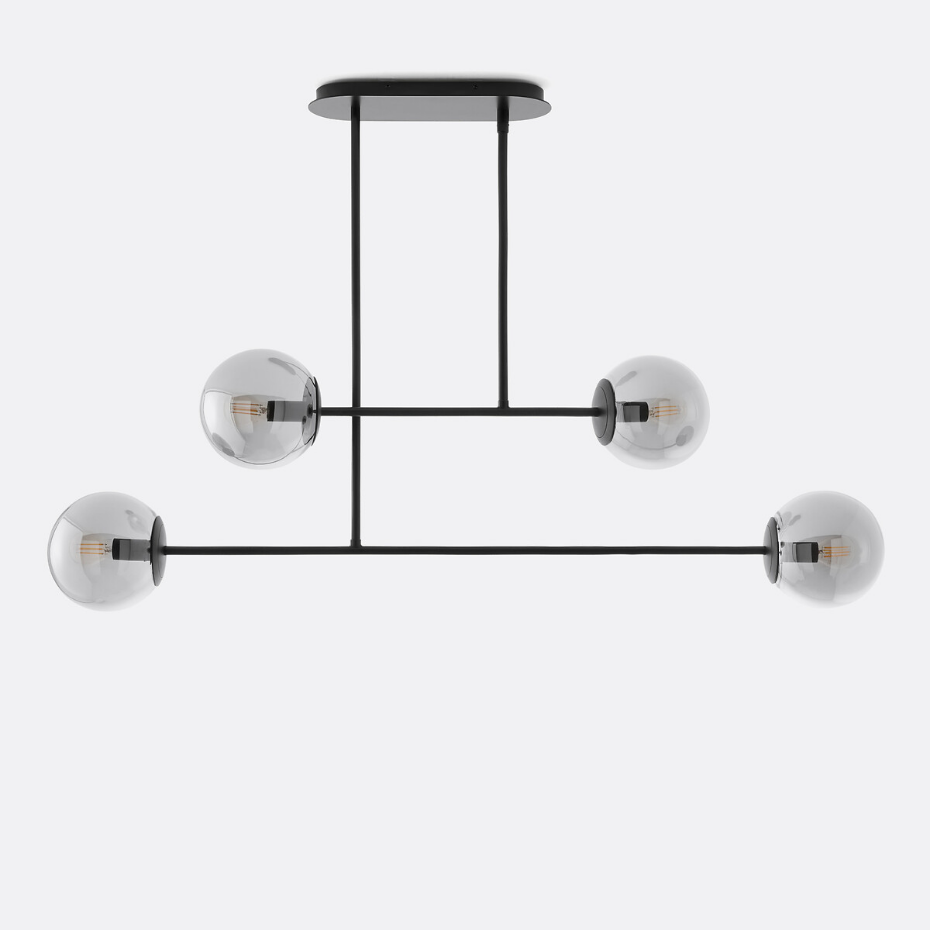 Suspension métal acier et verre fumé, Atea
