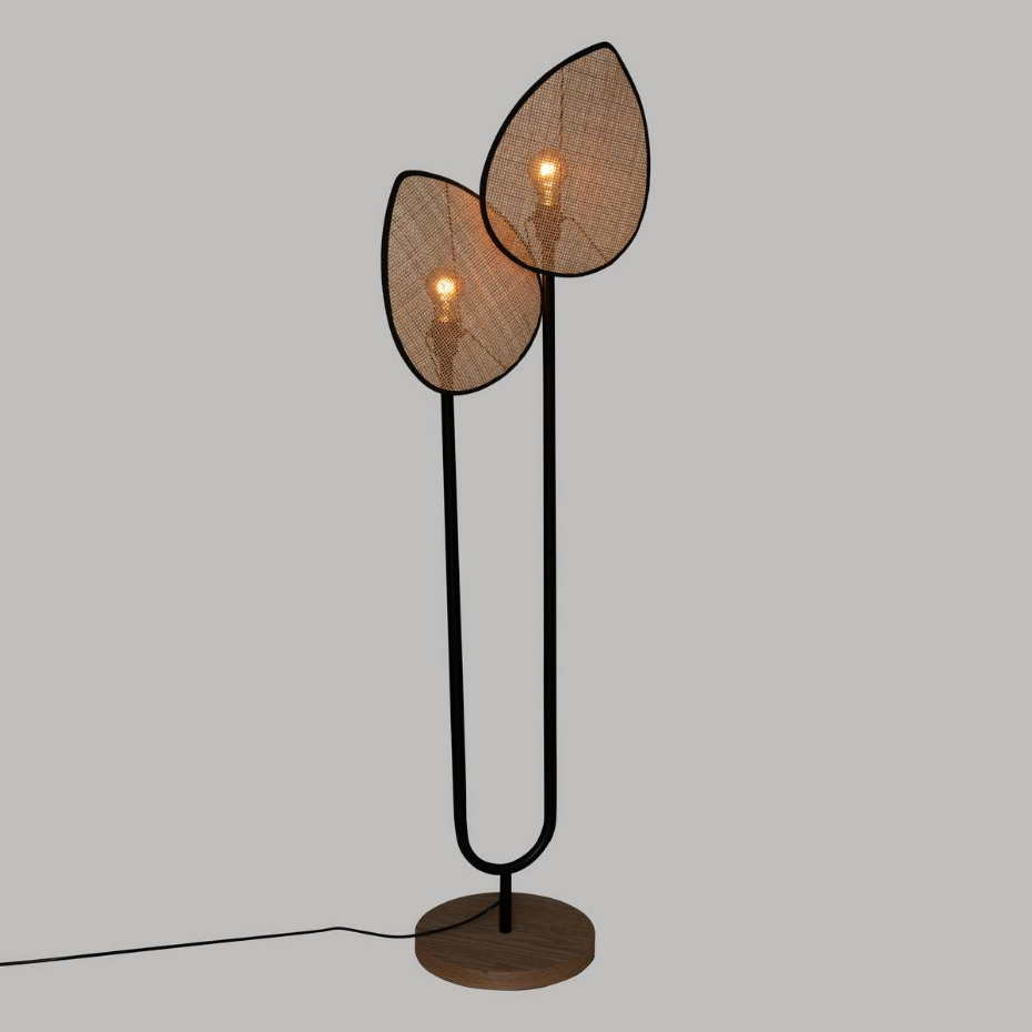Lampadaire métal rotin OLME