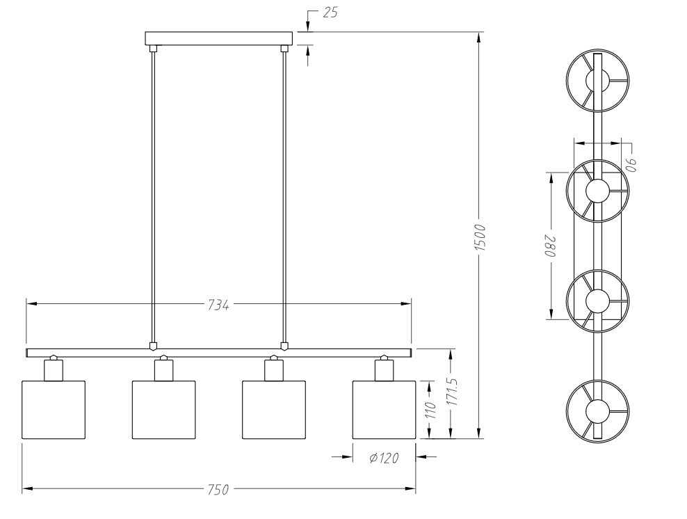 Suspension en métal design, D.12 , TOMMY