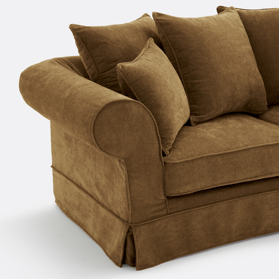 Canapé droit, convertible, 2 ou 3 places, en polyester chiné, ADELIA