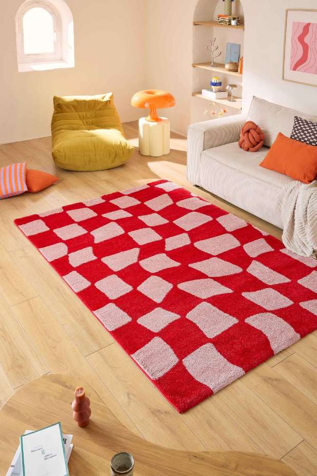 Tapis de salon vintage 70’s damier GROOVY