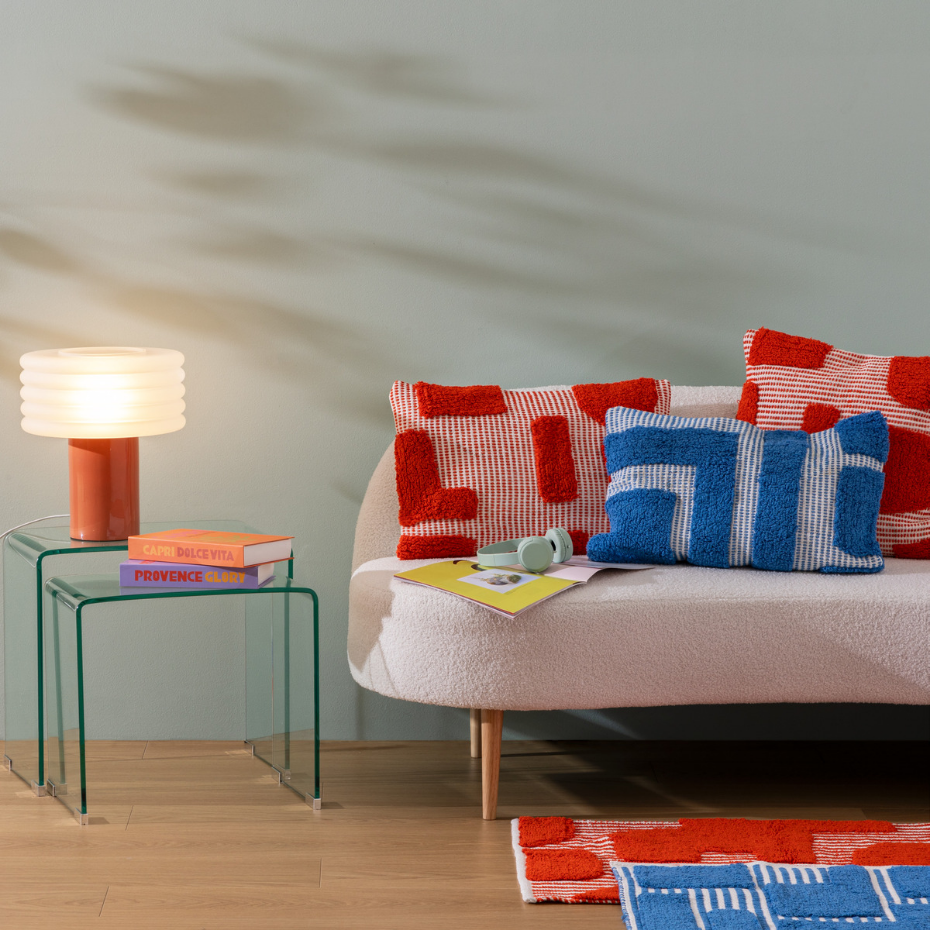 Lampe à poser verre sablé et grès ASTI