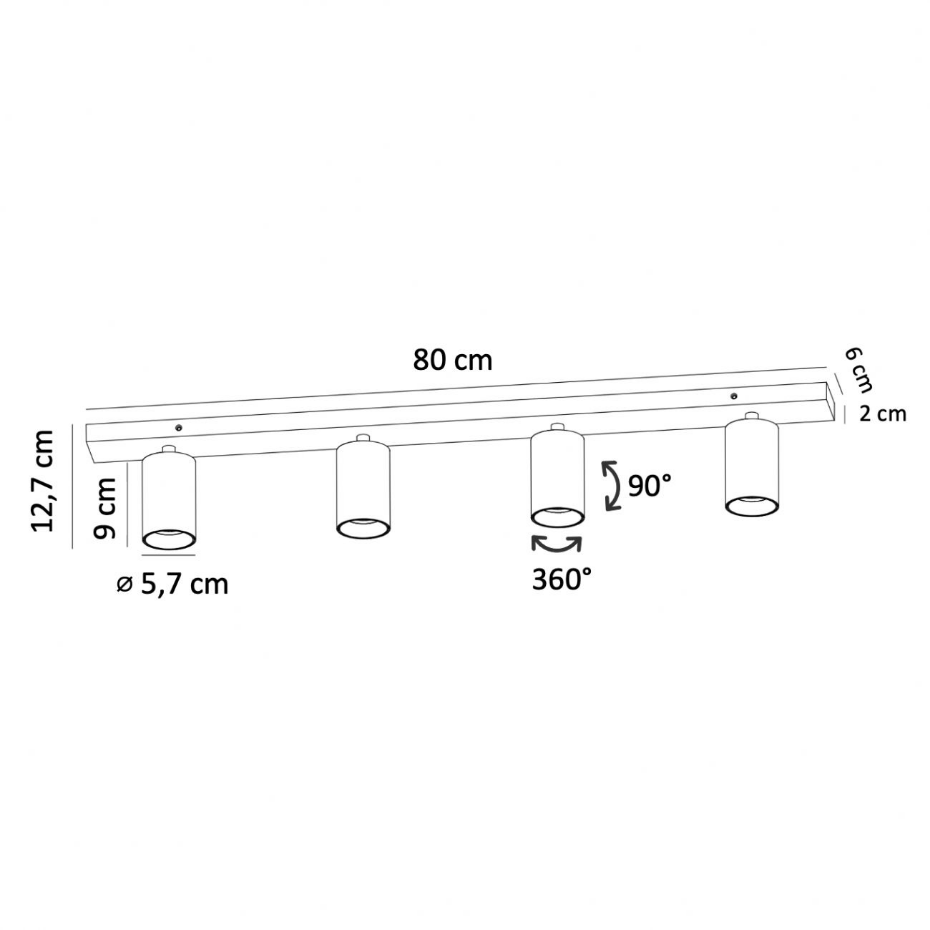 Plafonnier à 4 Spots Orientables - LEWIS