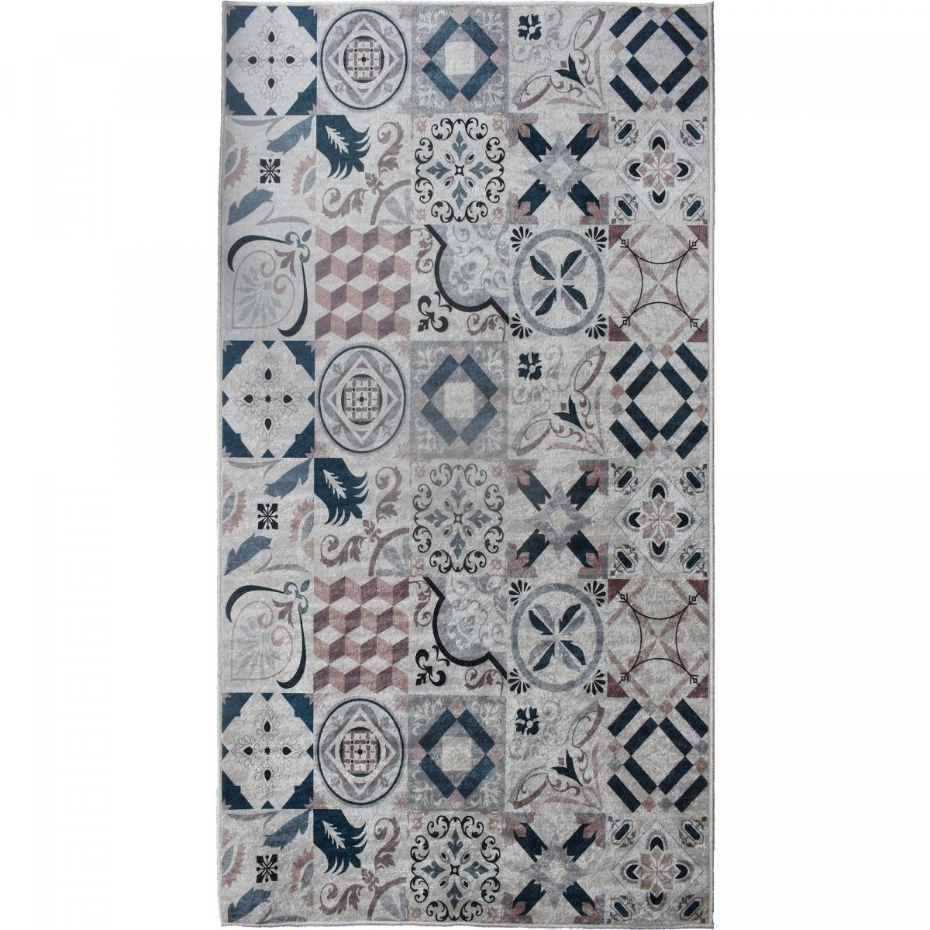 Tapis cuisine ou salle de bain motif géométrique, texture kilim, LYN11 C, design original