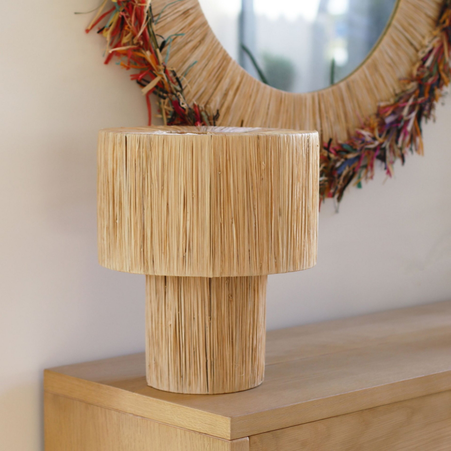 Lampe à poser en raphia, EL NIDO