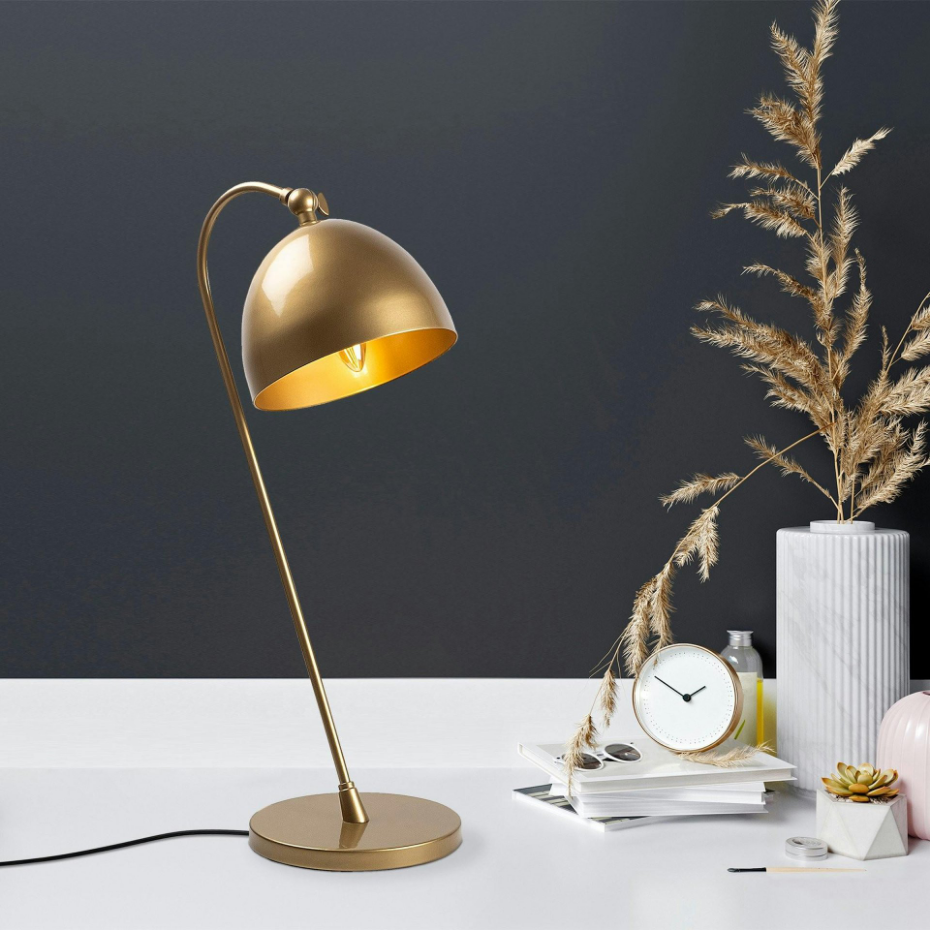 Lampe de chevet vintage cuivrée, abat-jour rond orientable SILE