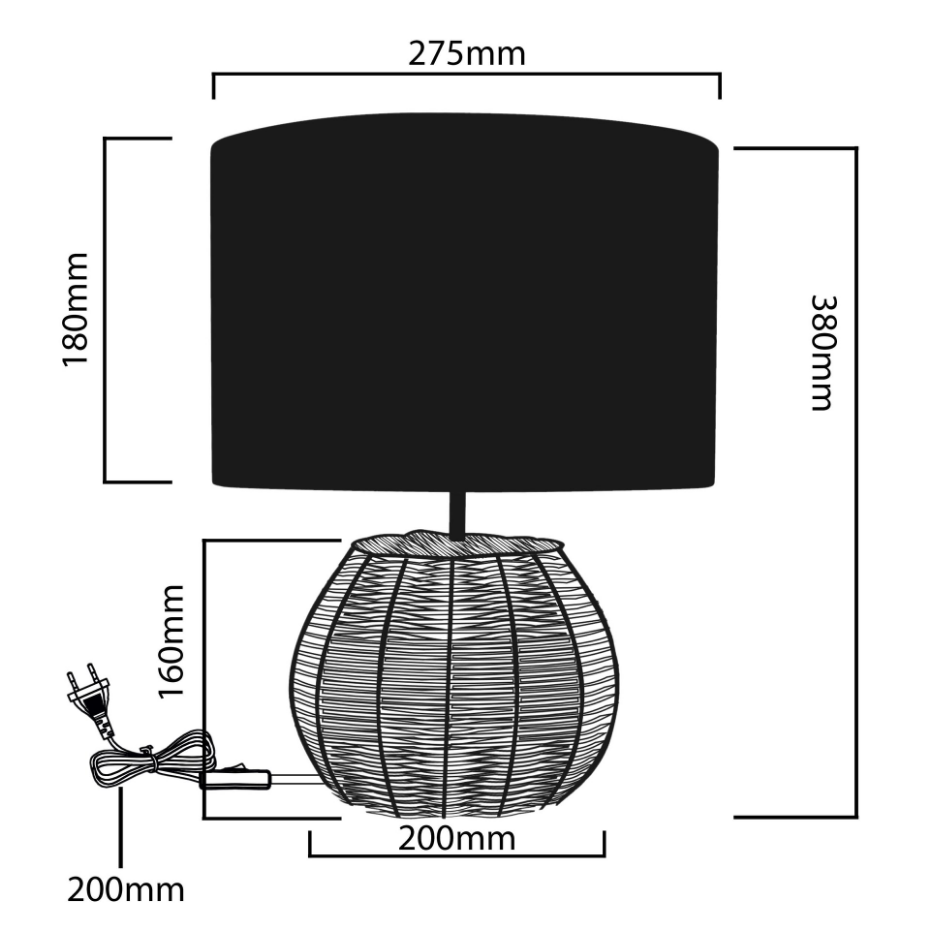 Lampe en rotin et lin, CARTU