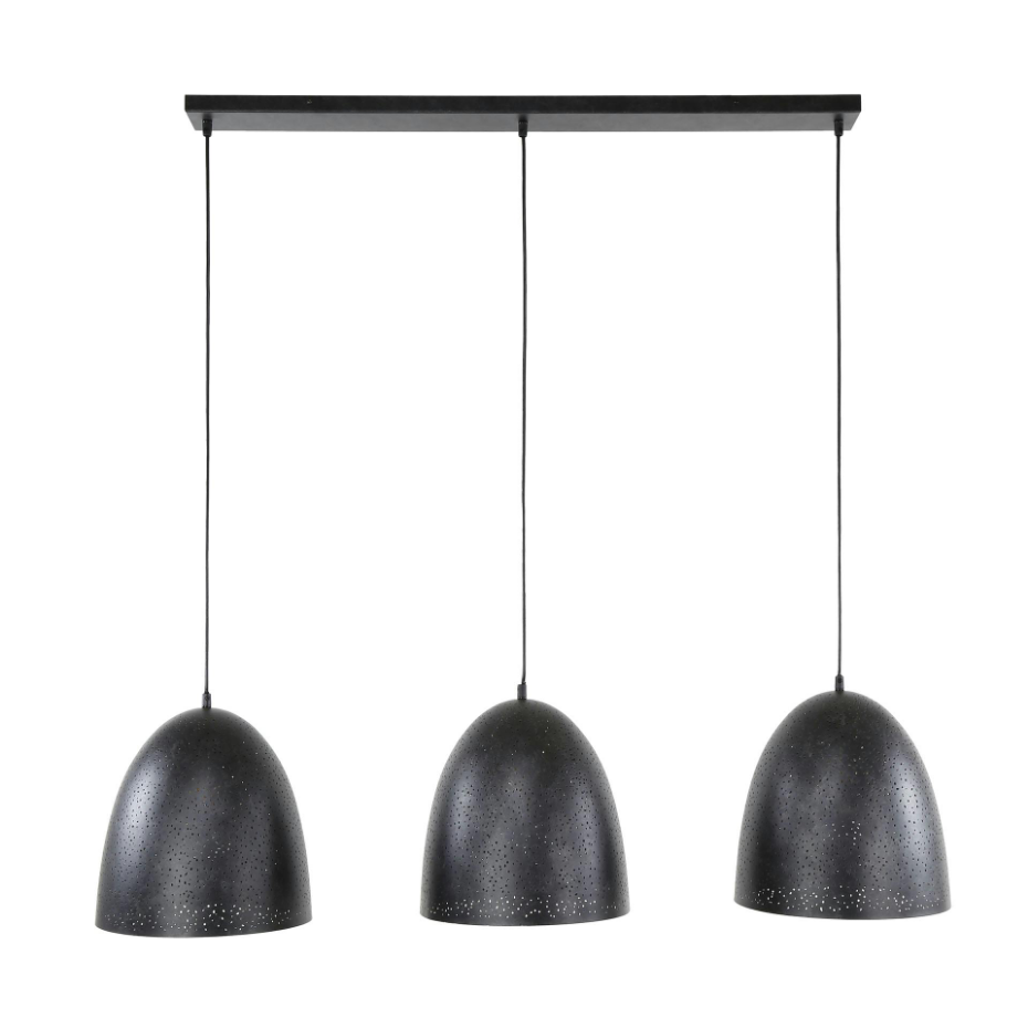 Suspension de table en métal, 3 abat-jour XL perforés RALF
