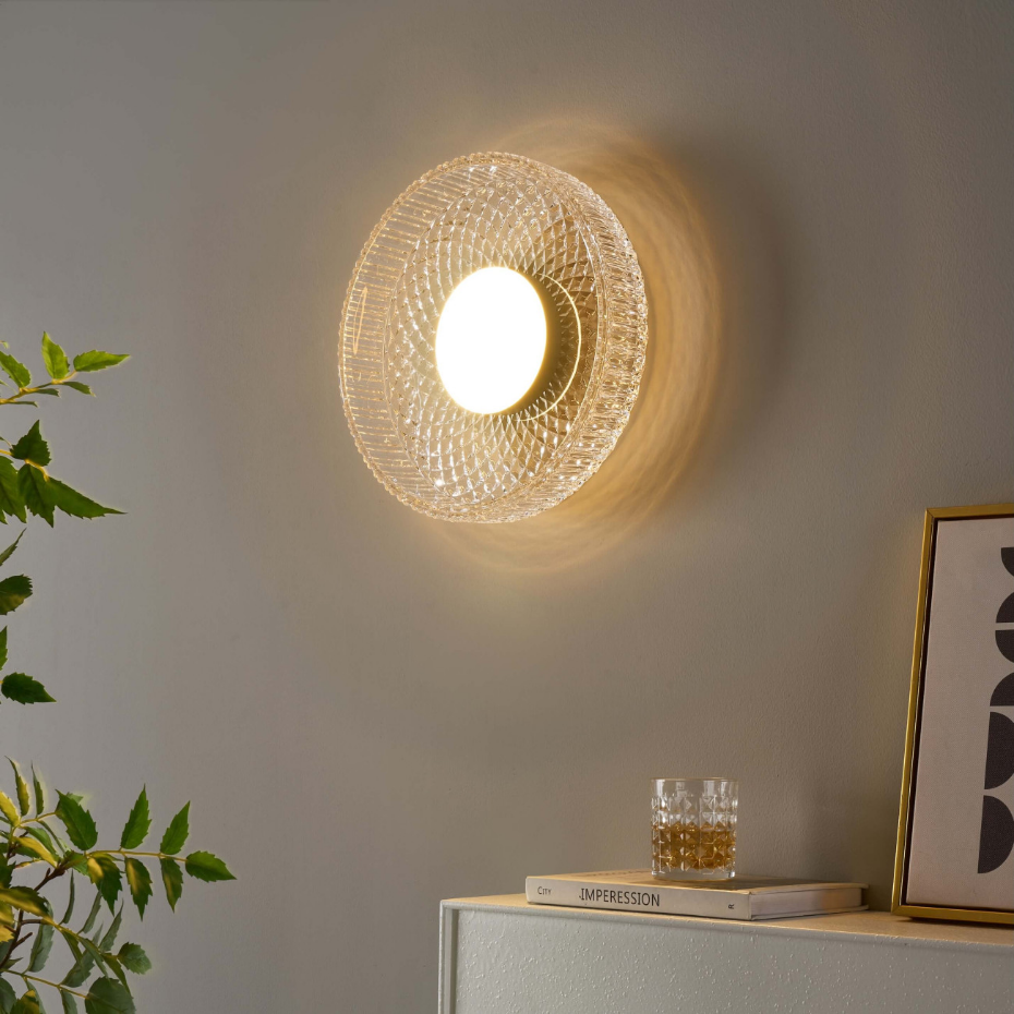 Plafonnier LED verre strié moderne - DAMIAN