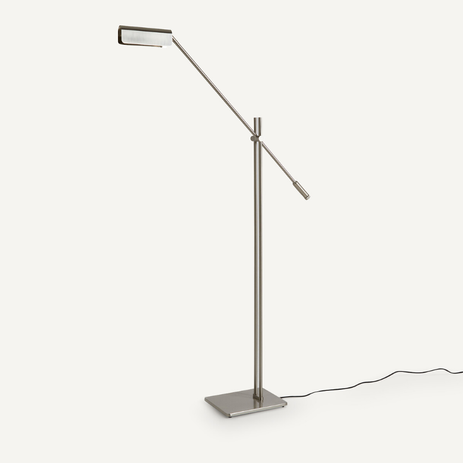 Lampadaire-liseuse articulé, nickel satiné, Phili