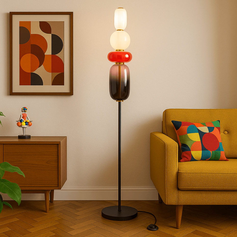 Lampadaire en verre et acier, SUGAR