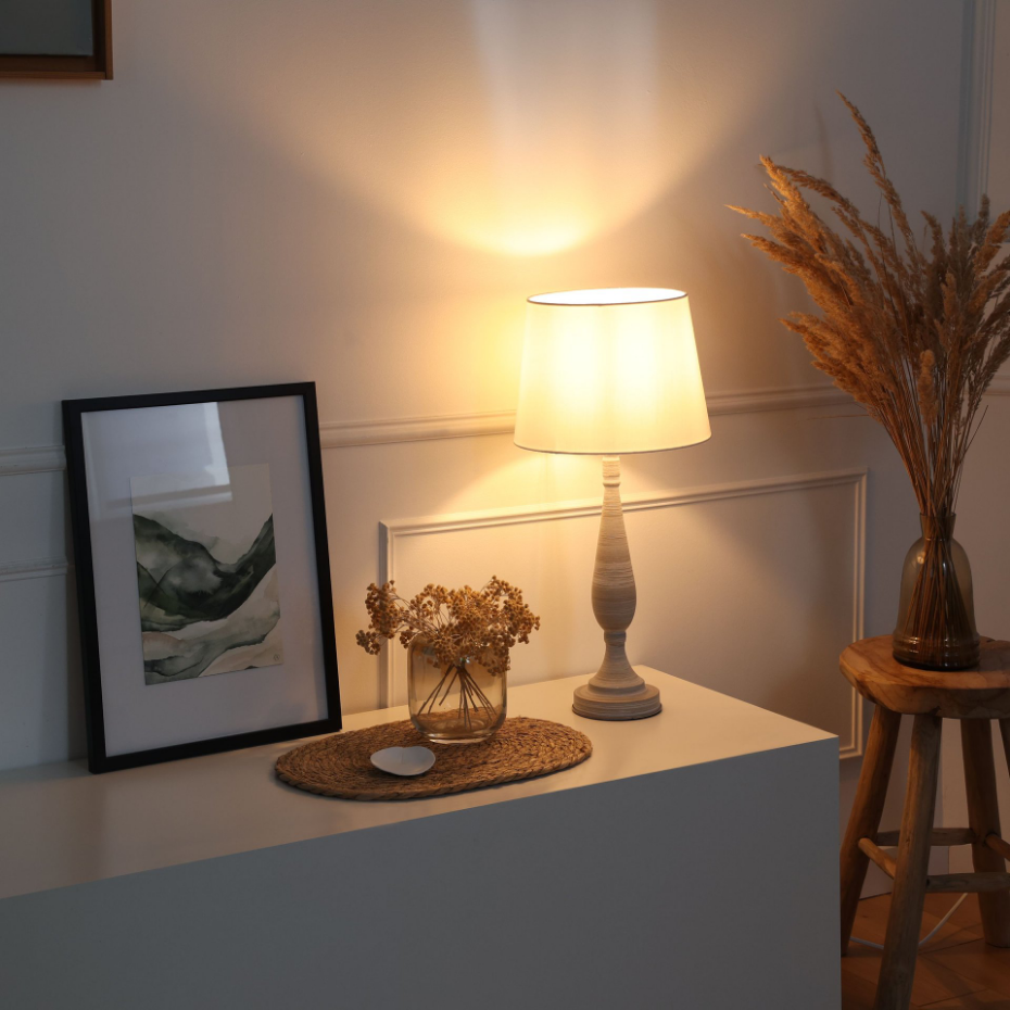 Lampe en métal et lin, DROUMA