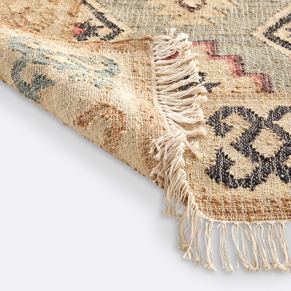 Tapis kilim jute et coton effet used, Kaliny