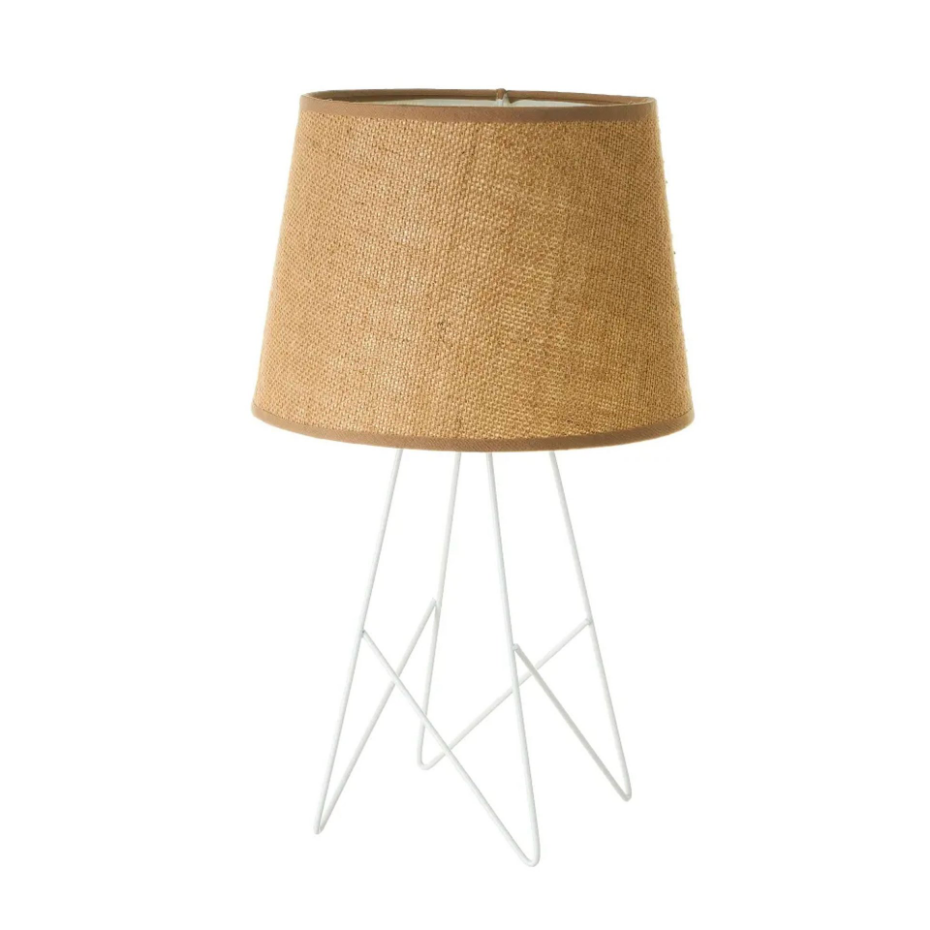 Lampe à poser métal blanc et abat-jour en lin 23x23x38.5cm