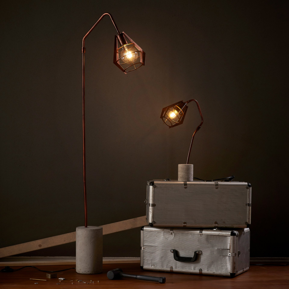 Lampadaire Intérieur Arc Métal Ciment RUSTICA