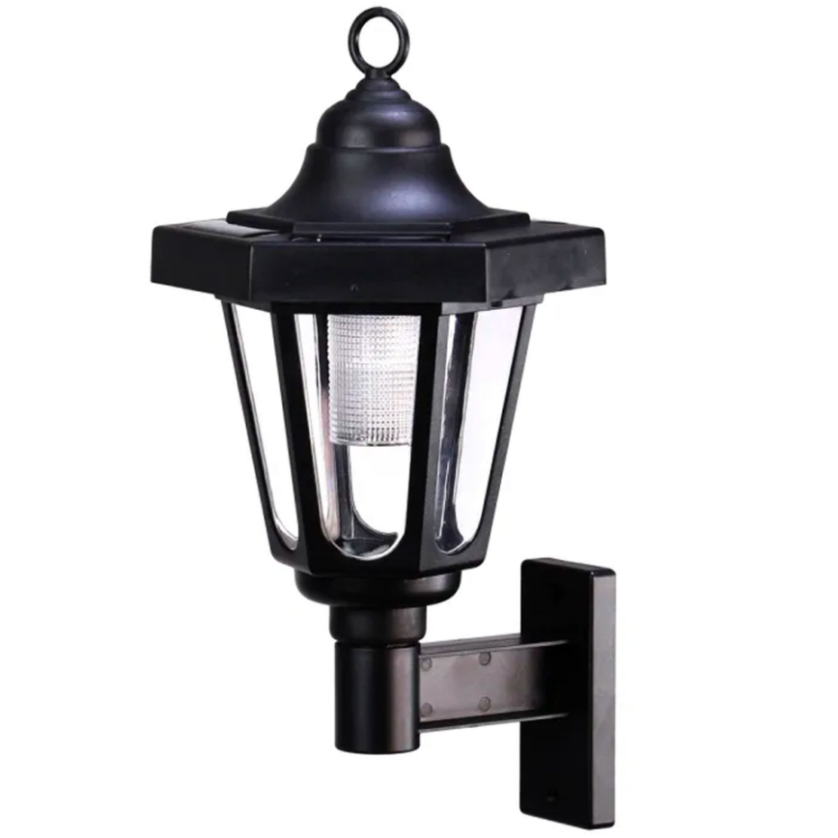 Lampe solaire murale en plastique noir