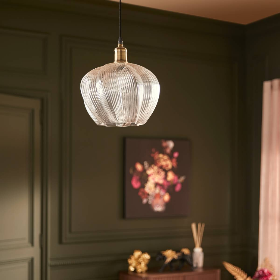 Suspension en verre design floral PHYLAS
