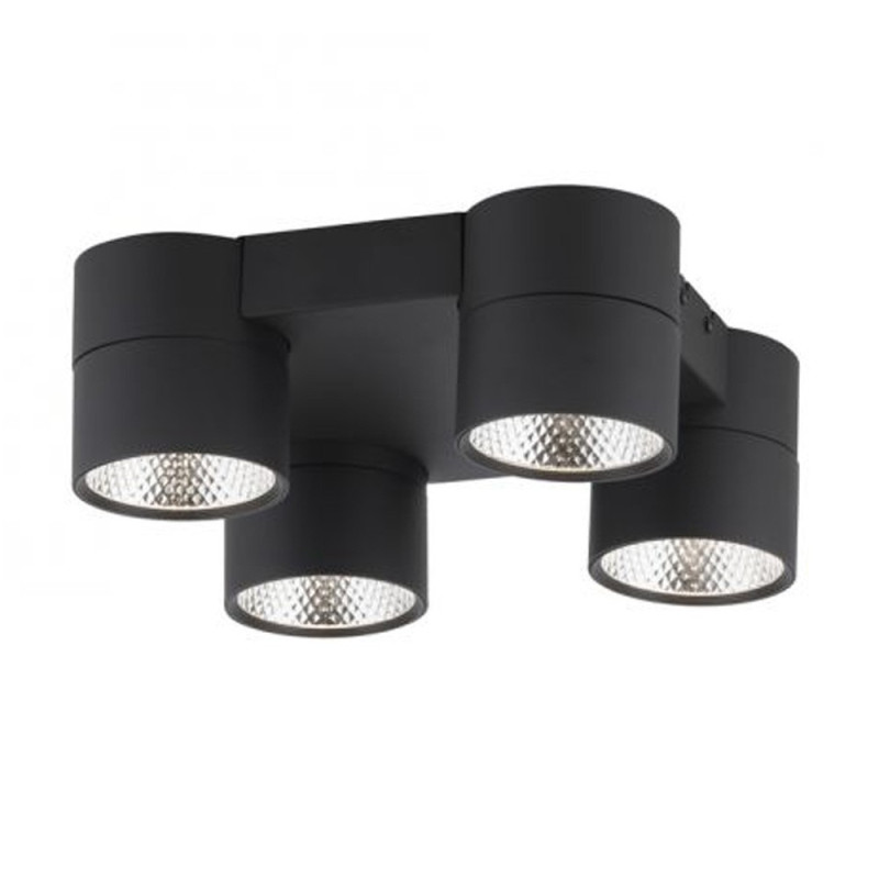 Plafonnier 4 Spots Nola Noir Led Puissant Et Dimmable