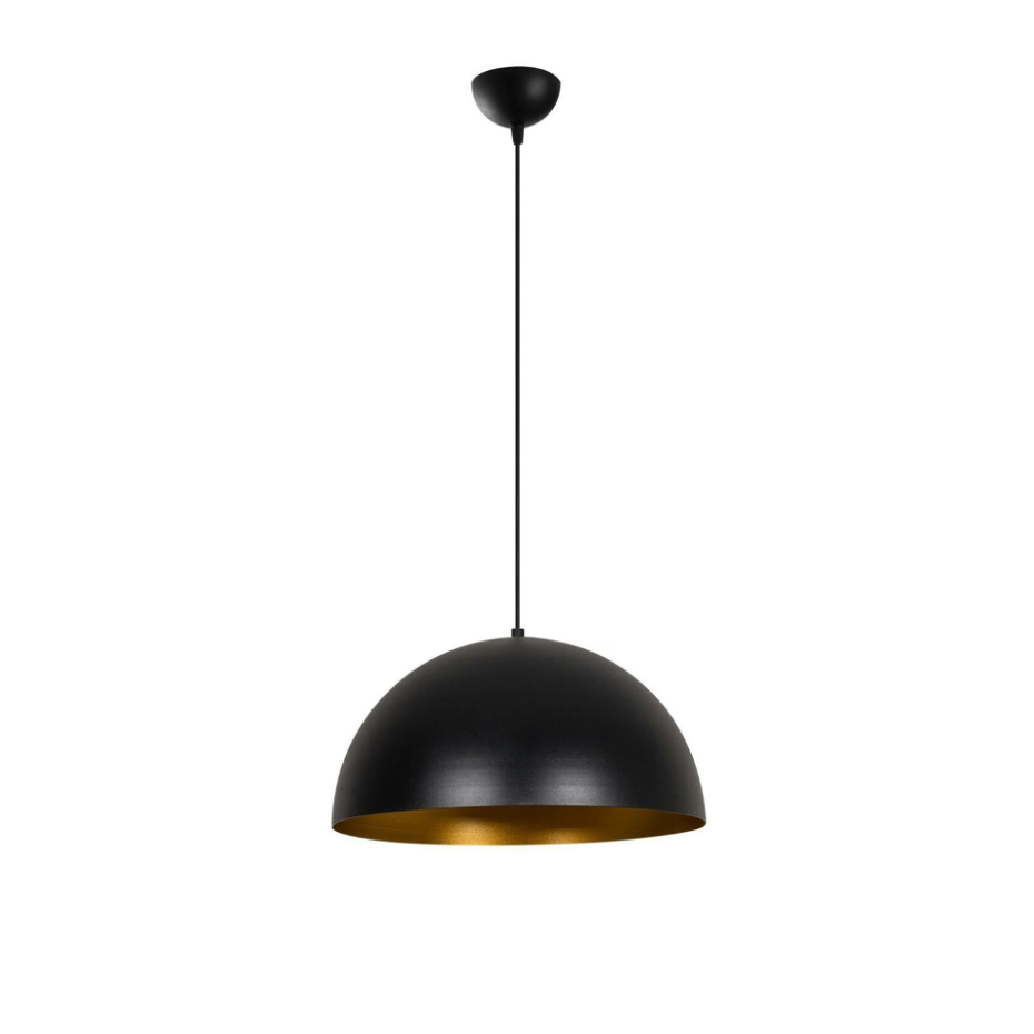 Suspension de table noire, dôme intérieur doré Ø40 cm SILE