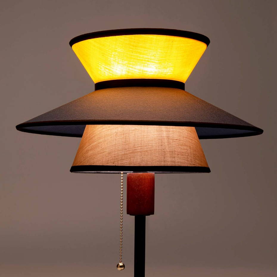 Lampe en coton, acier et hévéa, RIVA