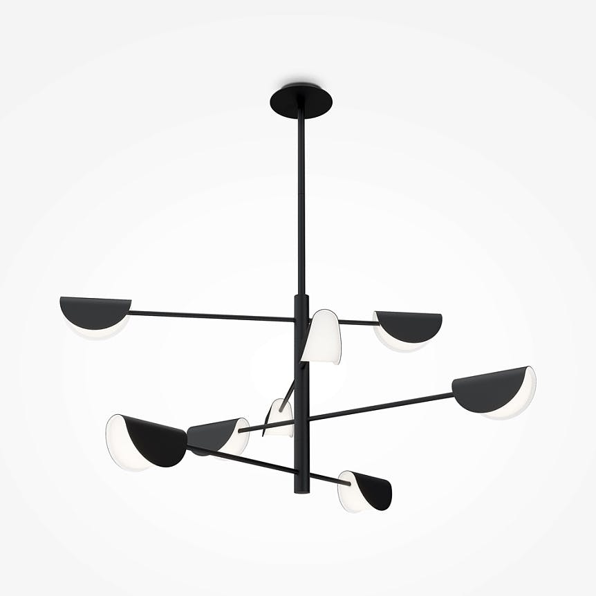 Suspension noire design – abat-jour pliés, 8 lampes LENORE