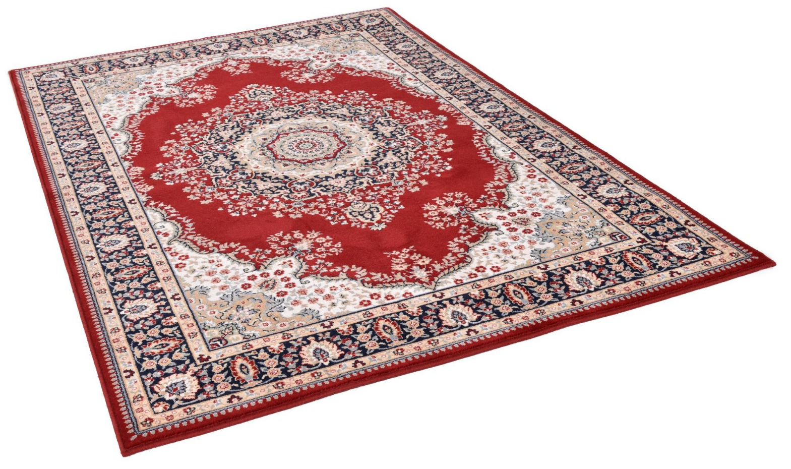Tapis d'orient floral Dolna tissé laine naturelle