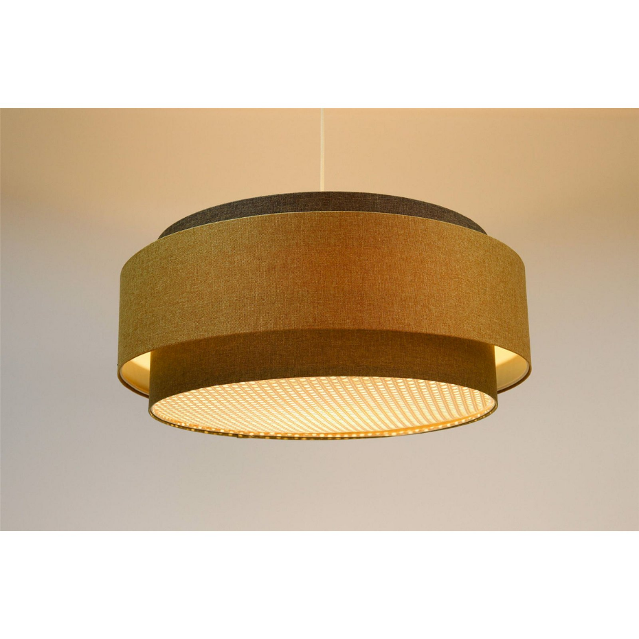 Suspension en tissu et rotin ronde Boho Elegant