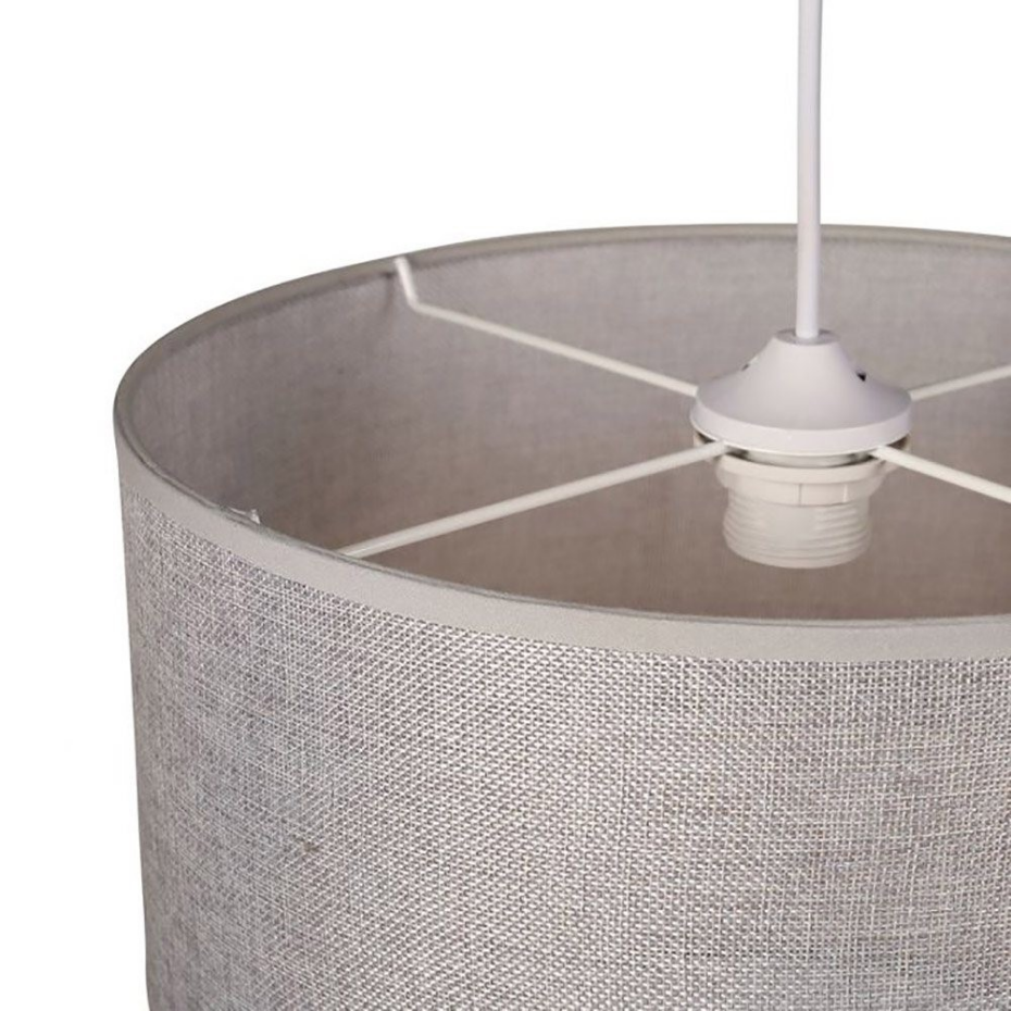 Suspension Gigogne Ronde Cannage Tissu Gris D35