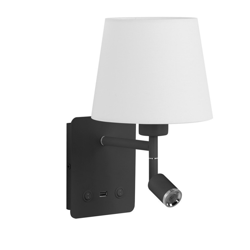 Applique Tête De Lit noire Lampe Et Liseuse Room2 Usb