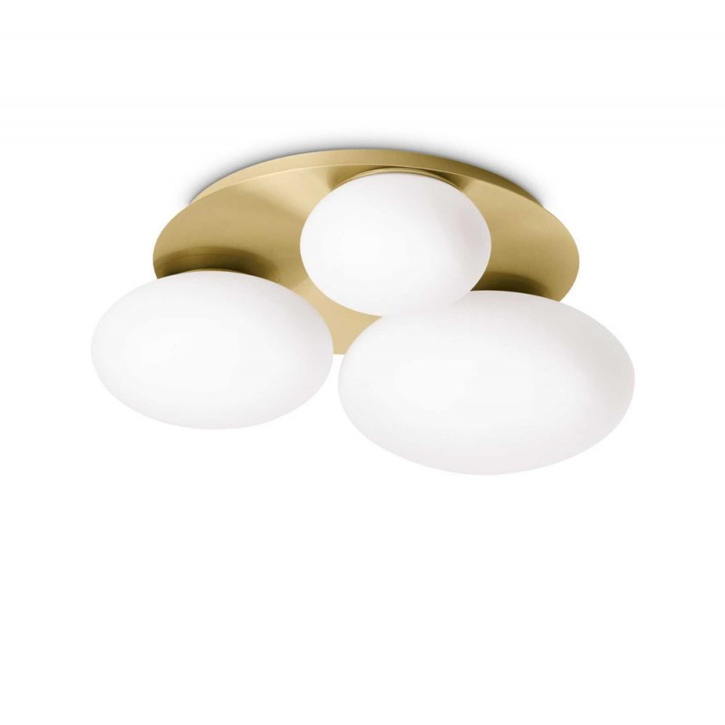 Plafonnier Ninfea En Laiton Et 3 Globes Verre