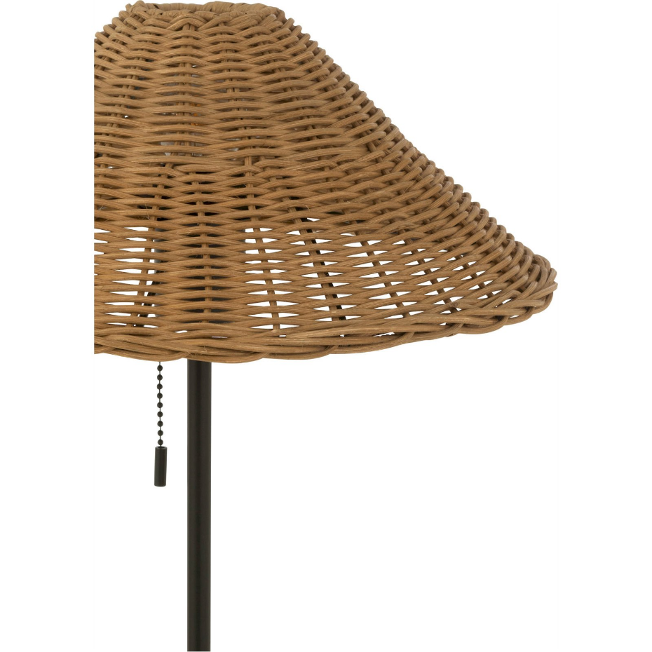 Lampe de salon en métal et rotin ronde