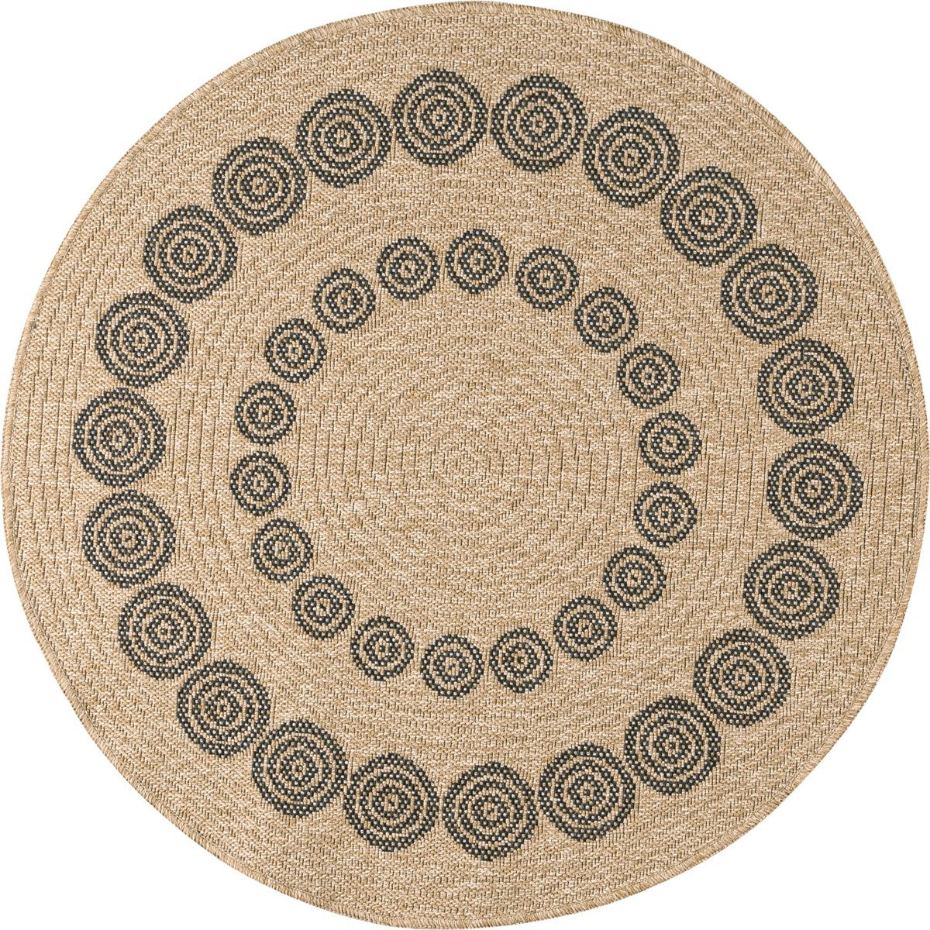 Tapis de salon rond intérieur extérieur motifs cercles NATURE