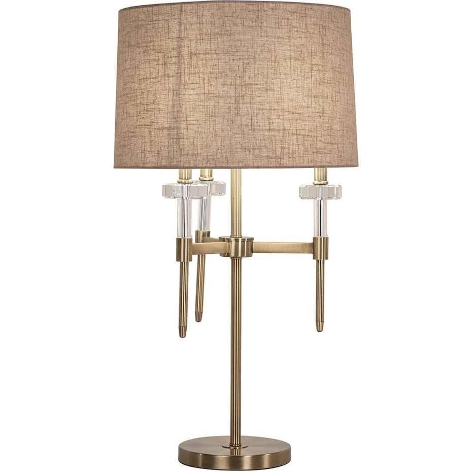 Lampe de table ronde en laiton brossé et cristal