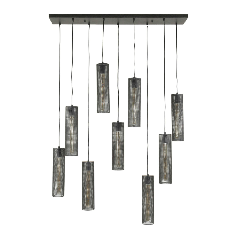 Suspension contemporaine grillagée 9 abat-jour RALF