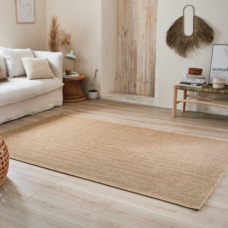 Tapis intérieur extérieur aspect jute cheuvrons NATURE