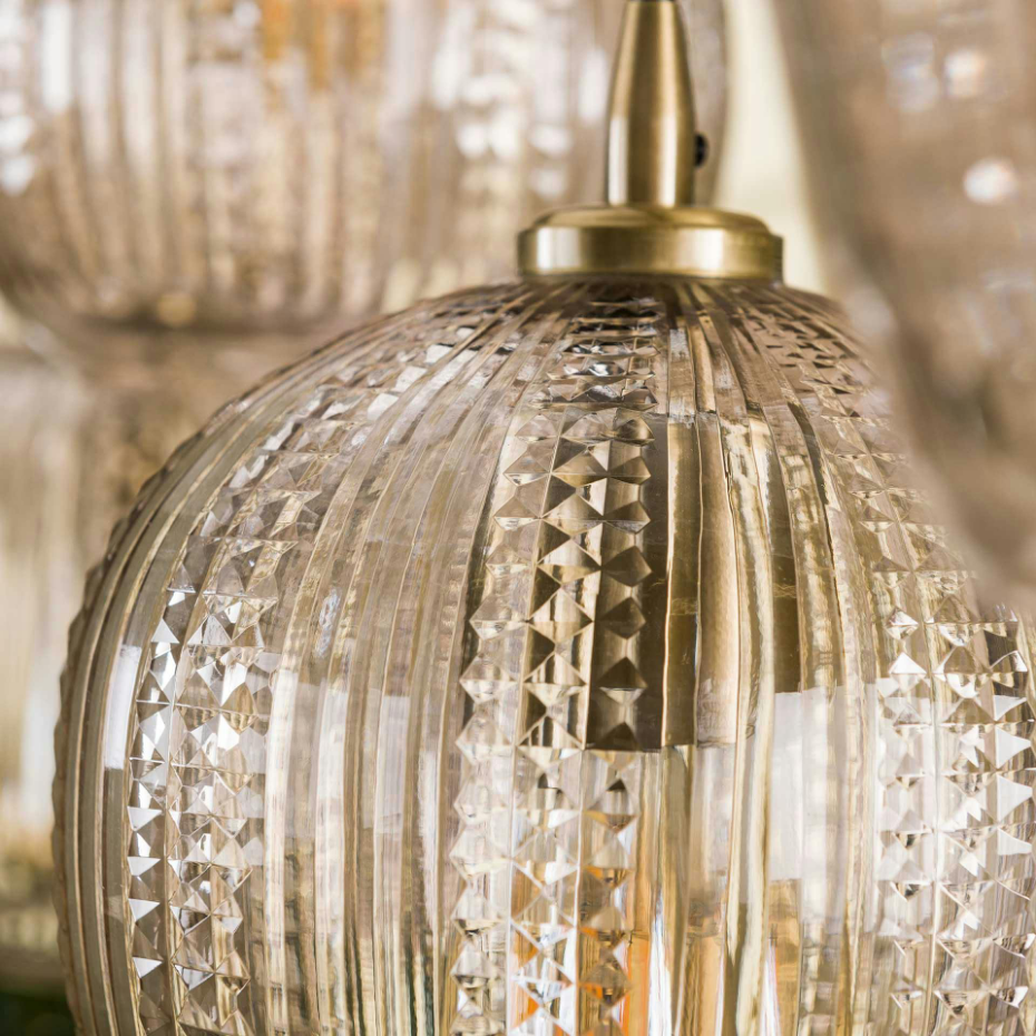 Suspension en verre travaillé 5 lampes NOVA