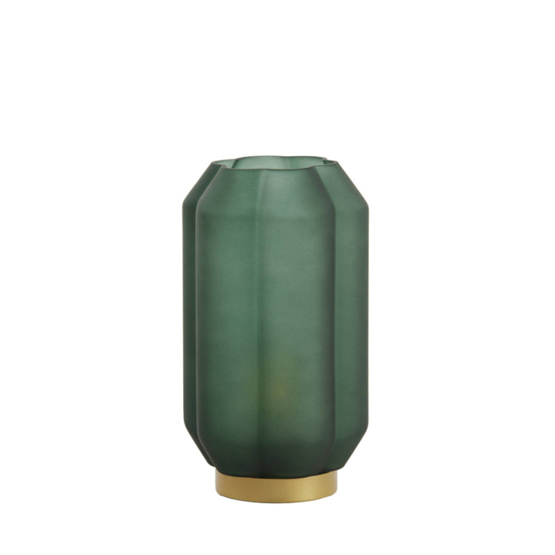 Lampe à piles verre Ivias vert et or