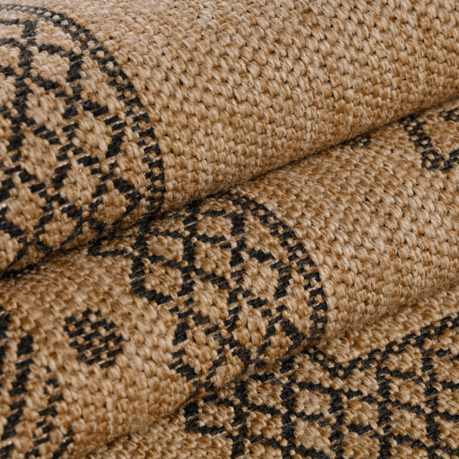 Tapis intérieur extérieur aspect jute à motif mandala DHAKA