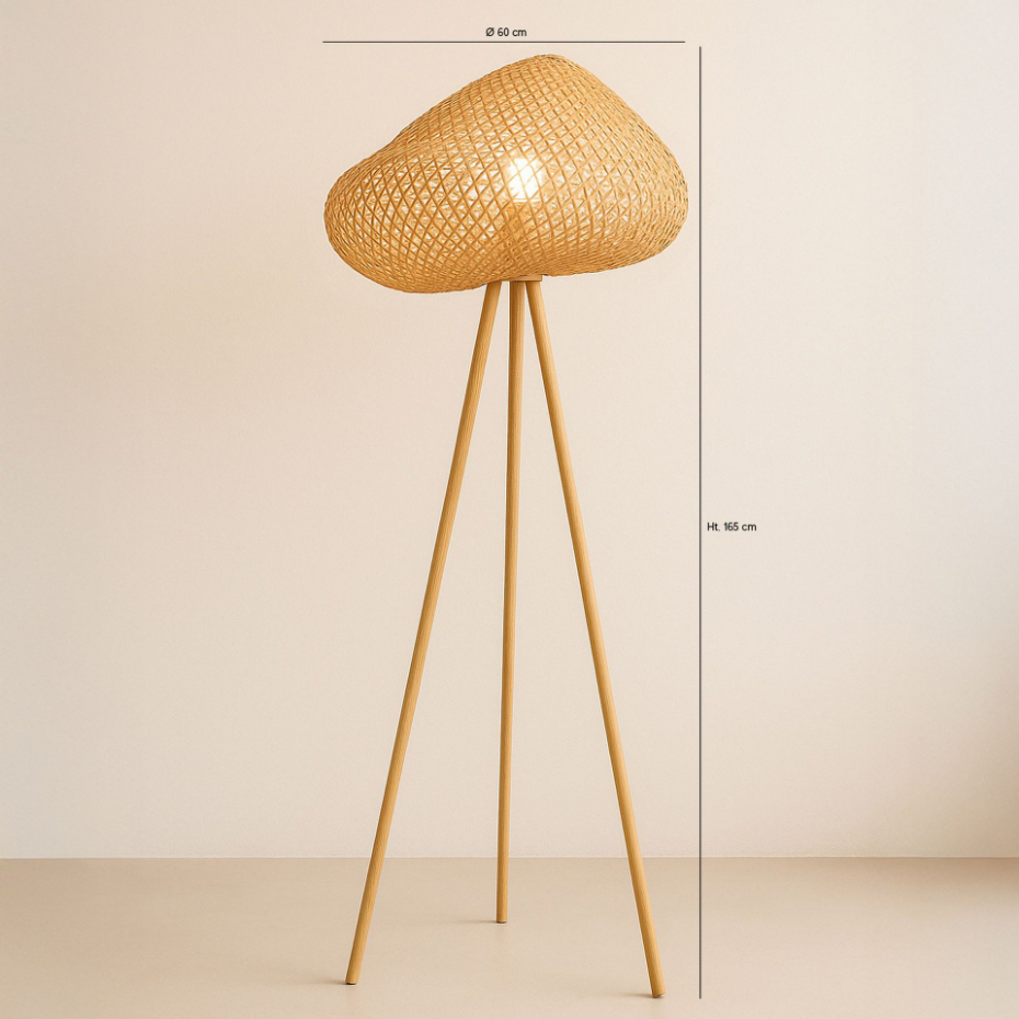 Lampadaire en bambou pieds en bois, LIPS