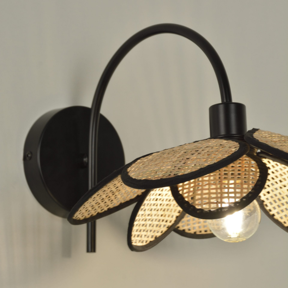 Applique murale en fer et rotin, INSPIRE