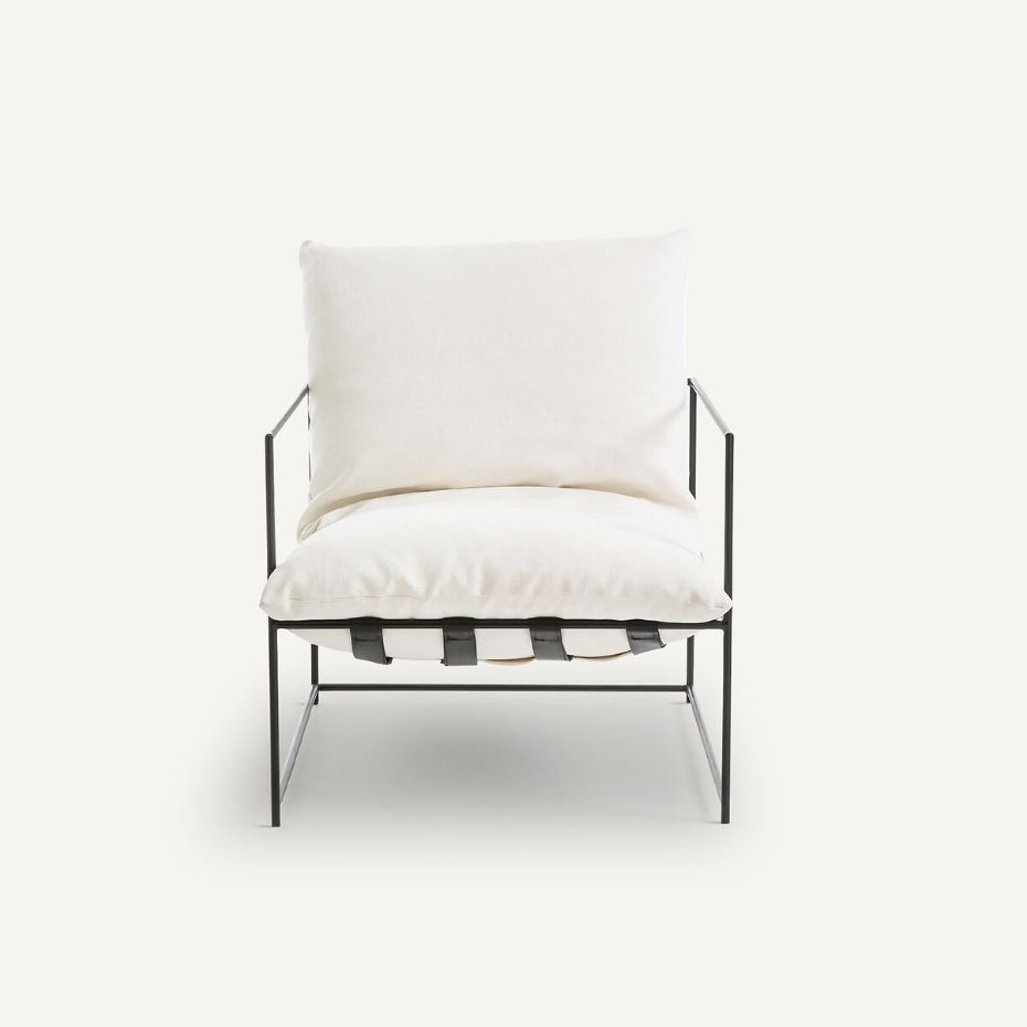 Fauteuil moelleux, tissu coton/lin, Sgothan