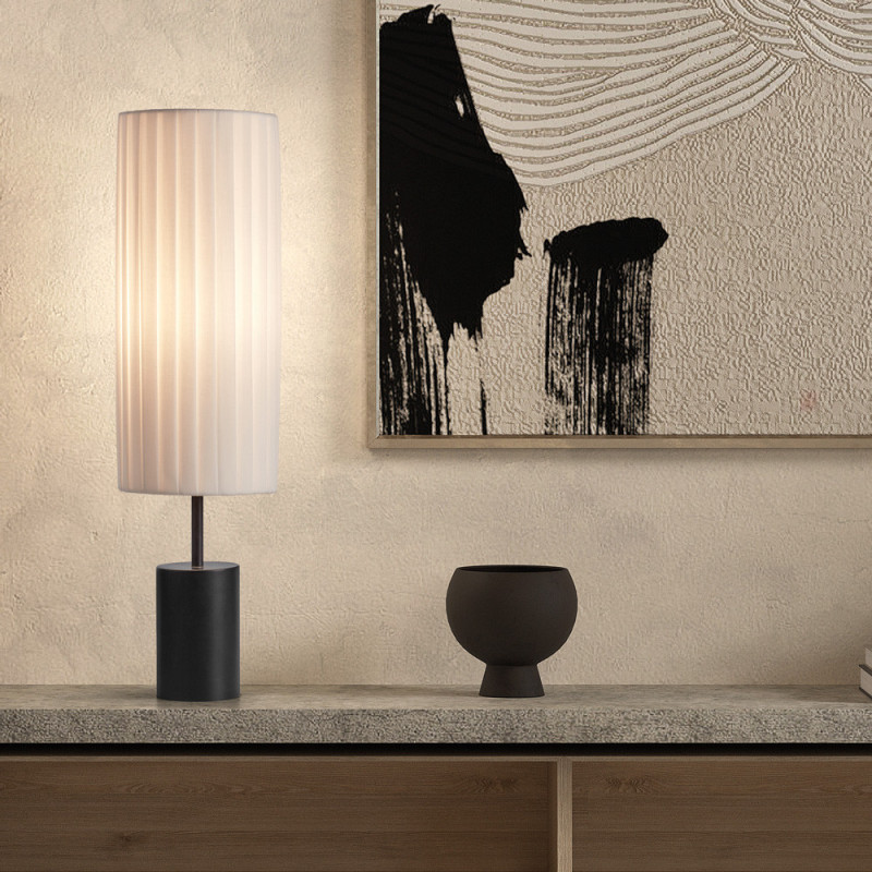 Lampe de table métal et abat-jour plissé Tabata