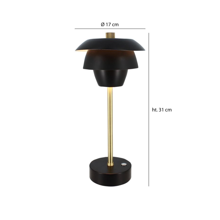 Lampe à poser rechargeable en métal