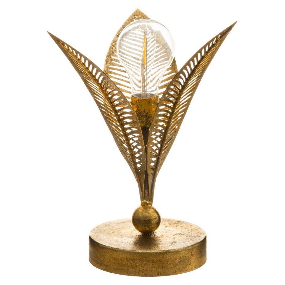 Lampe LED structure métal feuilles dorées FEUILLE