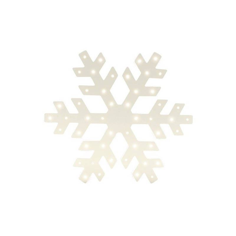 Flocon De Neige Bois Blanc Led Blanc Chaud A Pile A Suspendre
