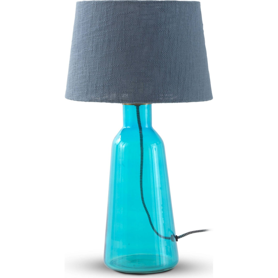 Lampe de table ronde en verre avec abat-jour coton